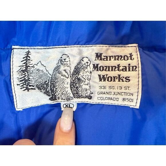 Vintage Marmot Mountain Works Goose Down Blue Puffer Vest Men's XL - Picture 7 of 13